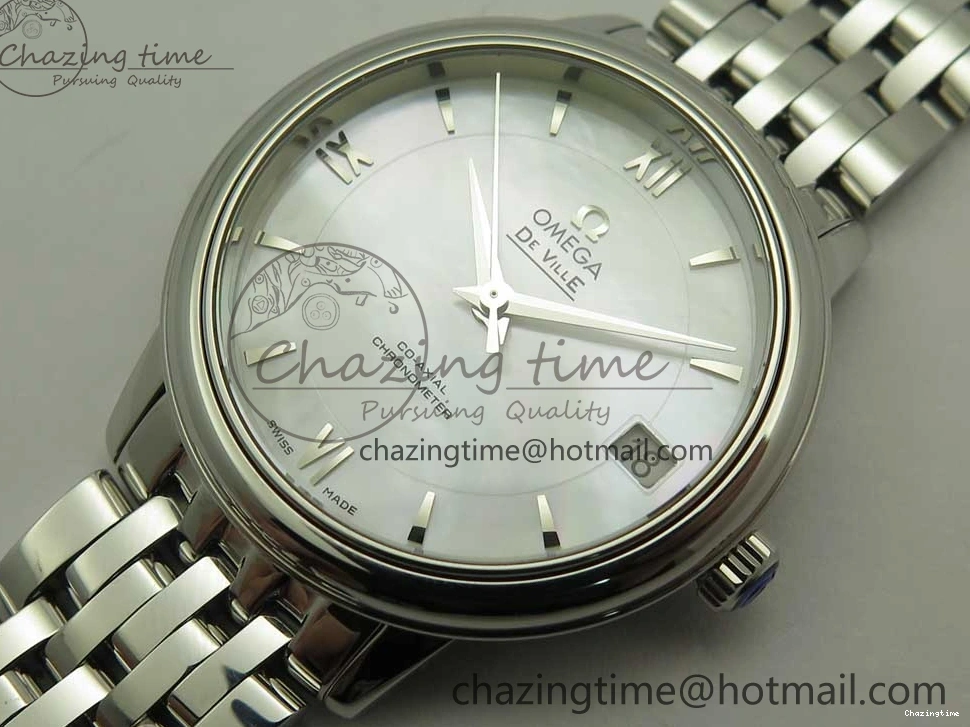 0227 BestValue De Ville Prestige Ladies 32.7mm SS MKF 1:1 Best Edition White Dial SS Markers on SS Bracelet MIYOTA 7971